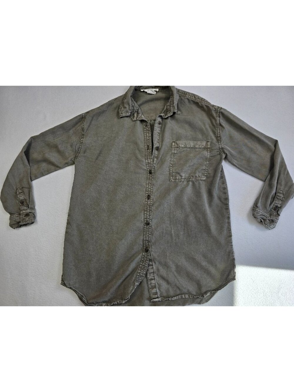 C&C California XS 100% Lyocell Green Button-Up Shirt